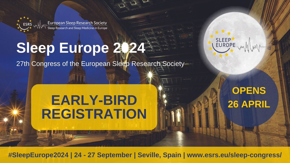 🚨 Early bird registration for #ESRS #SleepEurope24 opens tomorrow! Explore new benefits and program updates. Join us in person or online from 24-27 September for cutting-edge #sleepscience insights and networking opportunities. 🔗 esrs.eu/sleep-congress…