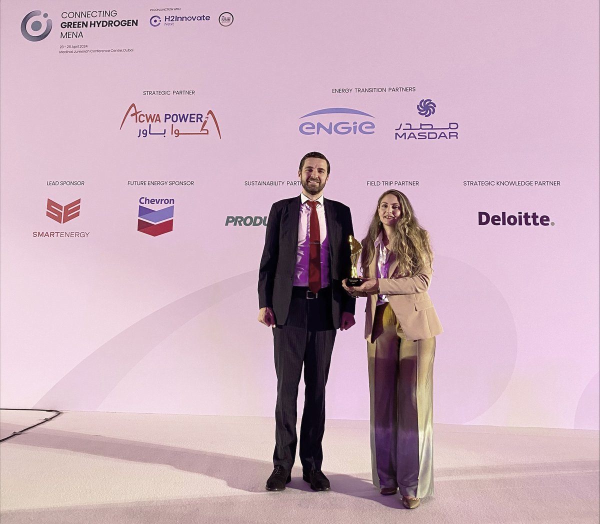 We were honored to accept the 'Hydrogen Technology of the Year 2024' award for our #Delphy #hydrogen innovation system at the Connecting Green Hydrogen Conference in Dubai. Many thanks to the voting panel and organizers for their support.