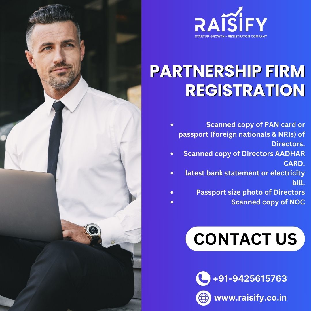 Take your business to new heights with Raisify's service. Our expert team will guide you through the process, ensuring a smooth and hassle-free experience.

#BusinessGrowth #BusinessPartnership #Entrepreneurship #partnershipfirm #partnershipfirmregistration #raisify #business