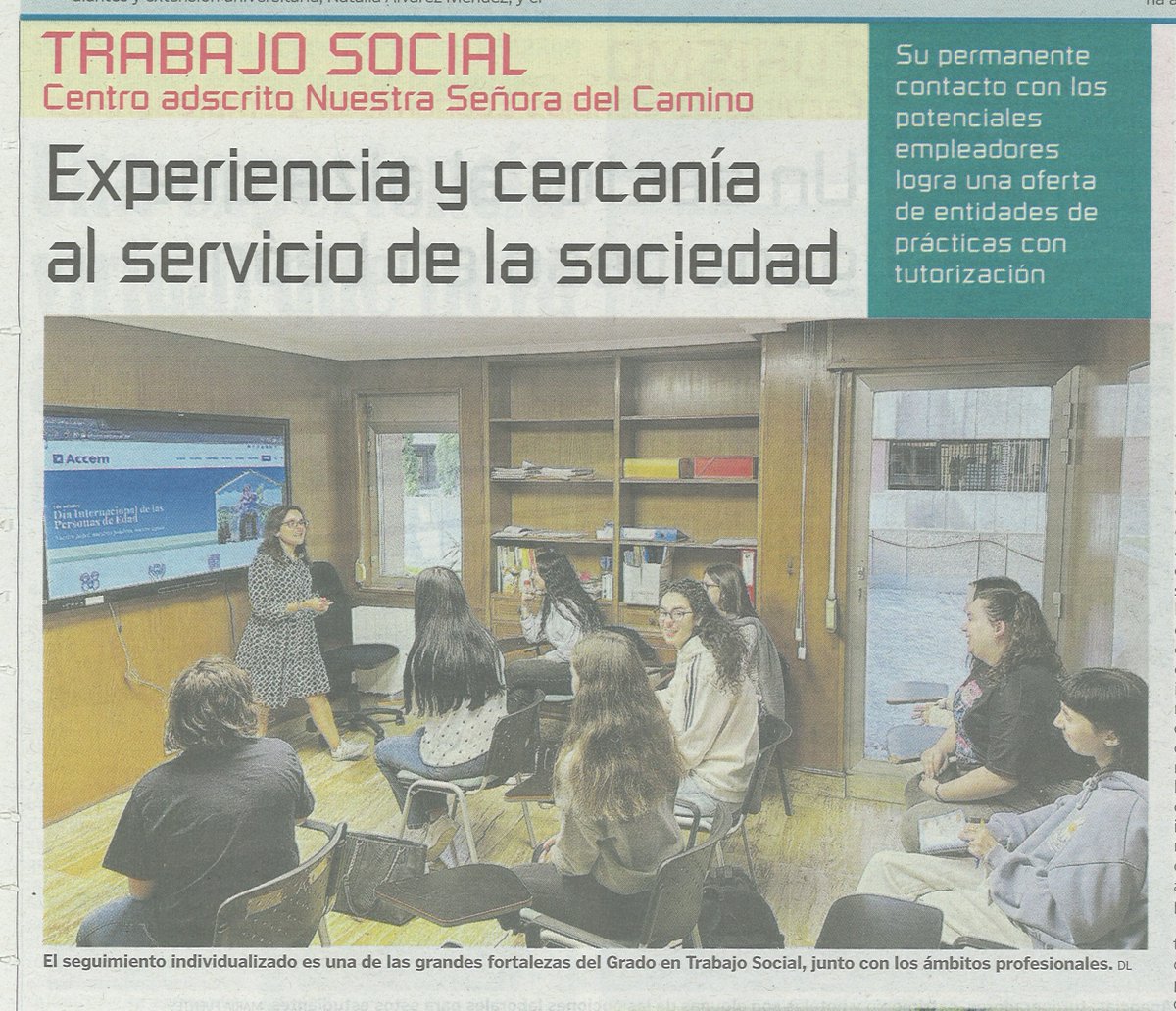 HOY EL DIARIO DE LEÓN se hace eco del GRADO EN TRABAJO SOCIAL (quienes son los Trabajadores Sociales, su formación, su misión, sus salidas profesionales...etc) y del importante papel que la Escuela ha desempeñado en la formación de estos profesionales.