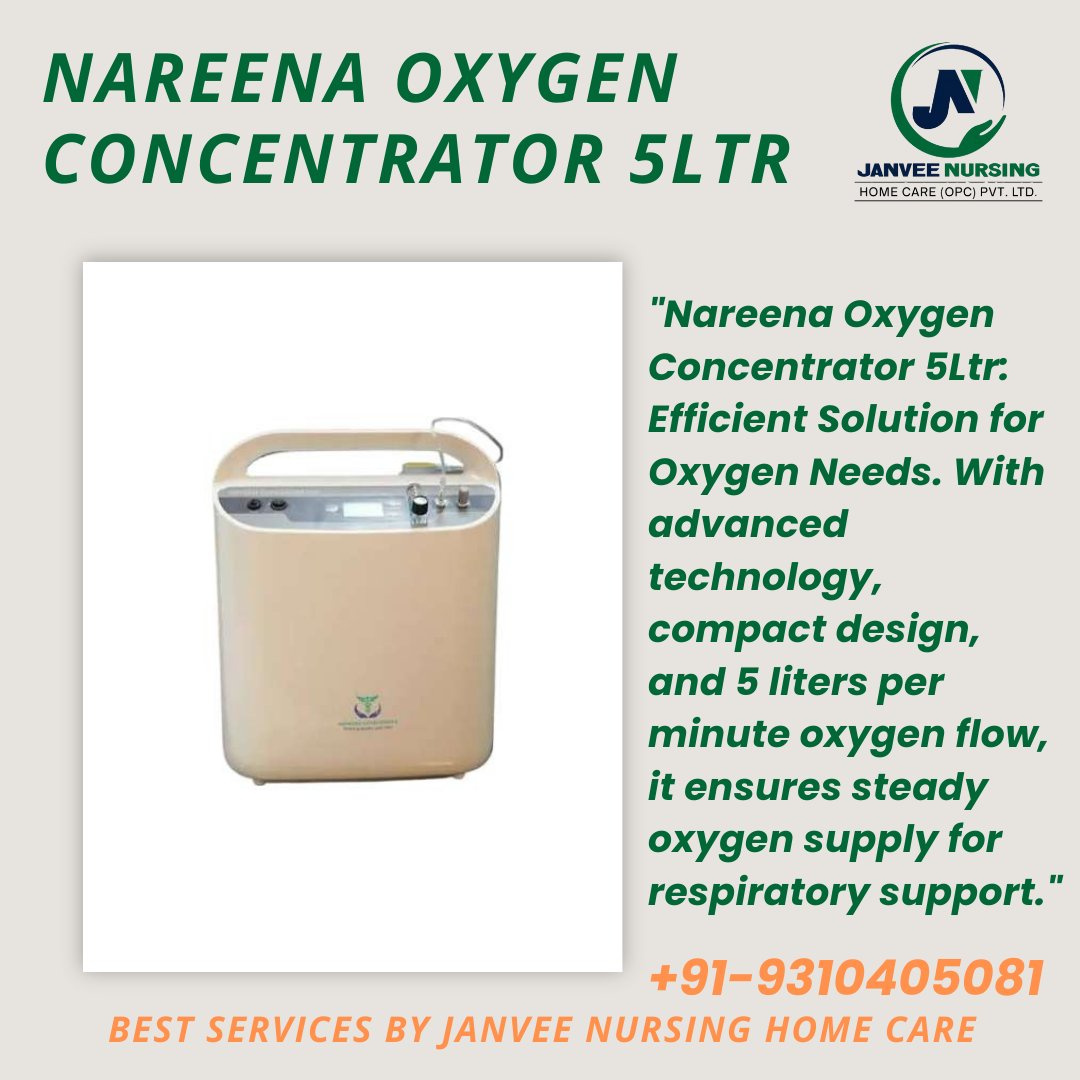 'Nareena Oxygen Concentrator 5Ltr: Efficient Solution for Oxygen Needs. With advanced technology, compact design, and 5 liters per minute oxygen flow, it ensures steady oxygen supply for respiratory support.'
#oxygenconcentrator