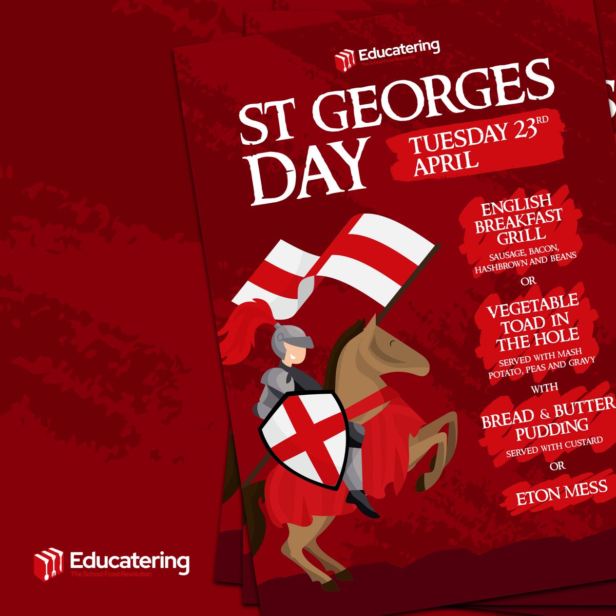 Did you celebrate St. George's Day?

At #Educatering it is a wonderful opportunity to celebrate British culture and traditions.  Here is one of our St Georges Day menus to mark the occasion. 

What were some of the dishes you enjoyed? #stgeorgesday #traditions #greatbritishfood