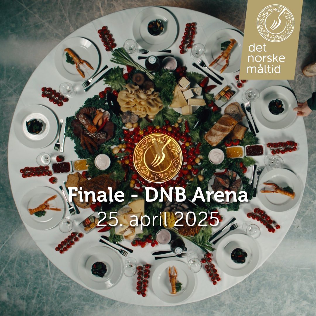 DNB Arena (@dnb_arena) on Twitter photo Vi ruller ut den røde løperen for å hylle landets dyktigste mat- og drikkeprodusenter! 🎉
Finalen i Det Norske Måltid går av stabelen 25. april 2025 kl 18:00.
👔 Antrekk: Pent
🔞 Aldersgrense: 18 år
🎟️ Billetter: ticketmaster.no/event/742607
💌 Ved spørsmål: detnorskemaltid.no/kontakt-oss Vi ruller ut den røde løperen for å hylle landets dyktigste mat- og drikkeprodusenter! 🎉
Finalen i Det Norske Måltid går av stabelen 25. april 2025 kl 18:00.
👔 Antrekk: Pent
🔞 Aldersgrense: 18 år
🎟️ Billetter: ticketmaster.no/event/742607
💌 Ved spørsmål: detnorskemaltid.no/kontakt-oss