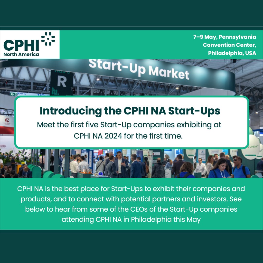 Meet the Start-Up companies exhibiting in Philadelphia at CPHI North America! ✨ Showcasing: AKIGAI, Apex Healthcare, Painless World, Twona and Hypha Discovery. Connect with potential partners and investors! Hear from the CEOs here: ow.ly/nPSh50RmRnq
