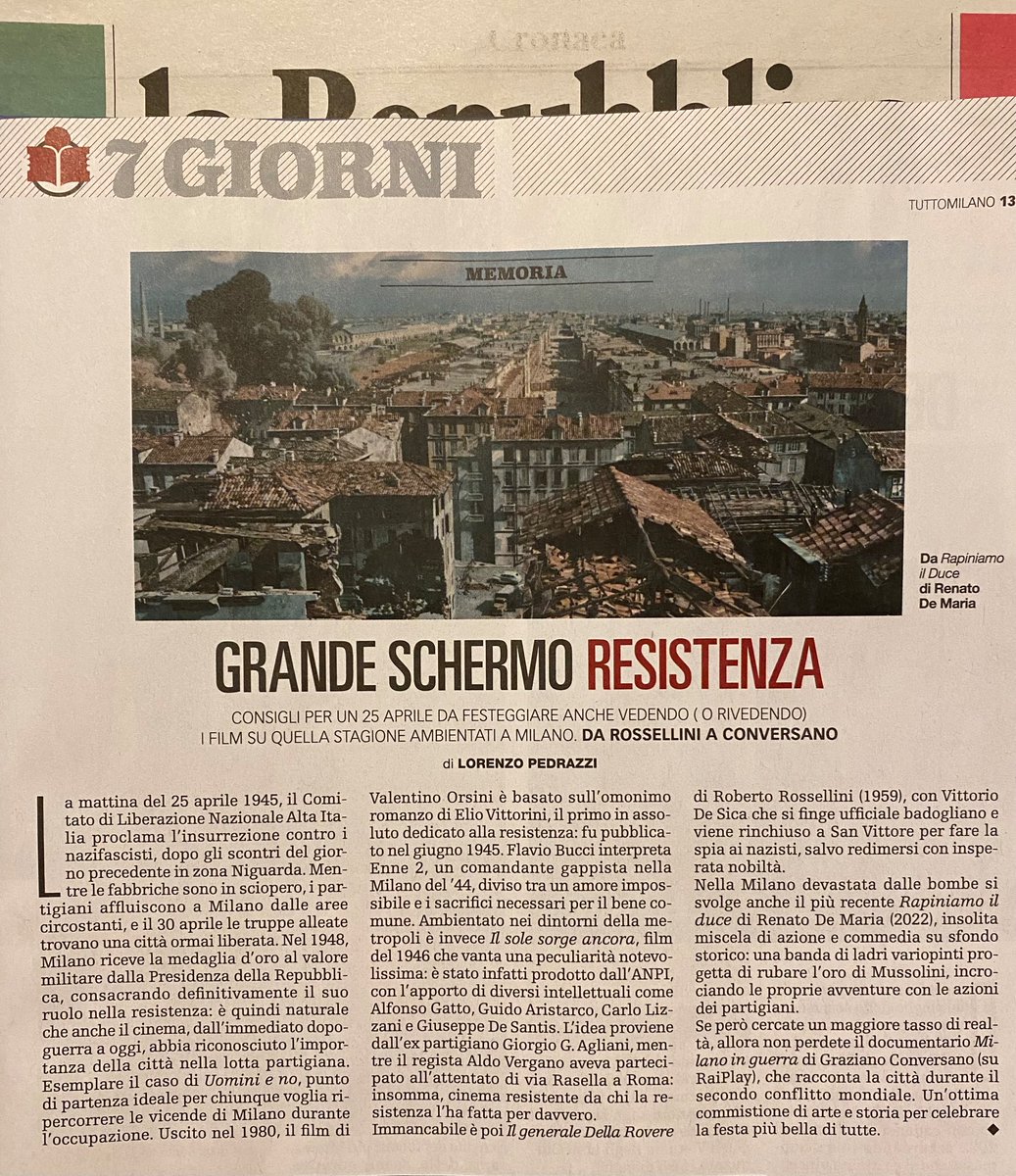 Oggi con Repubblica. Buon 25 aprile!