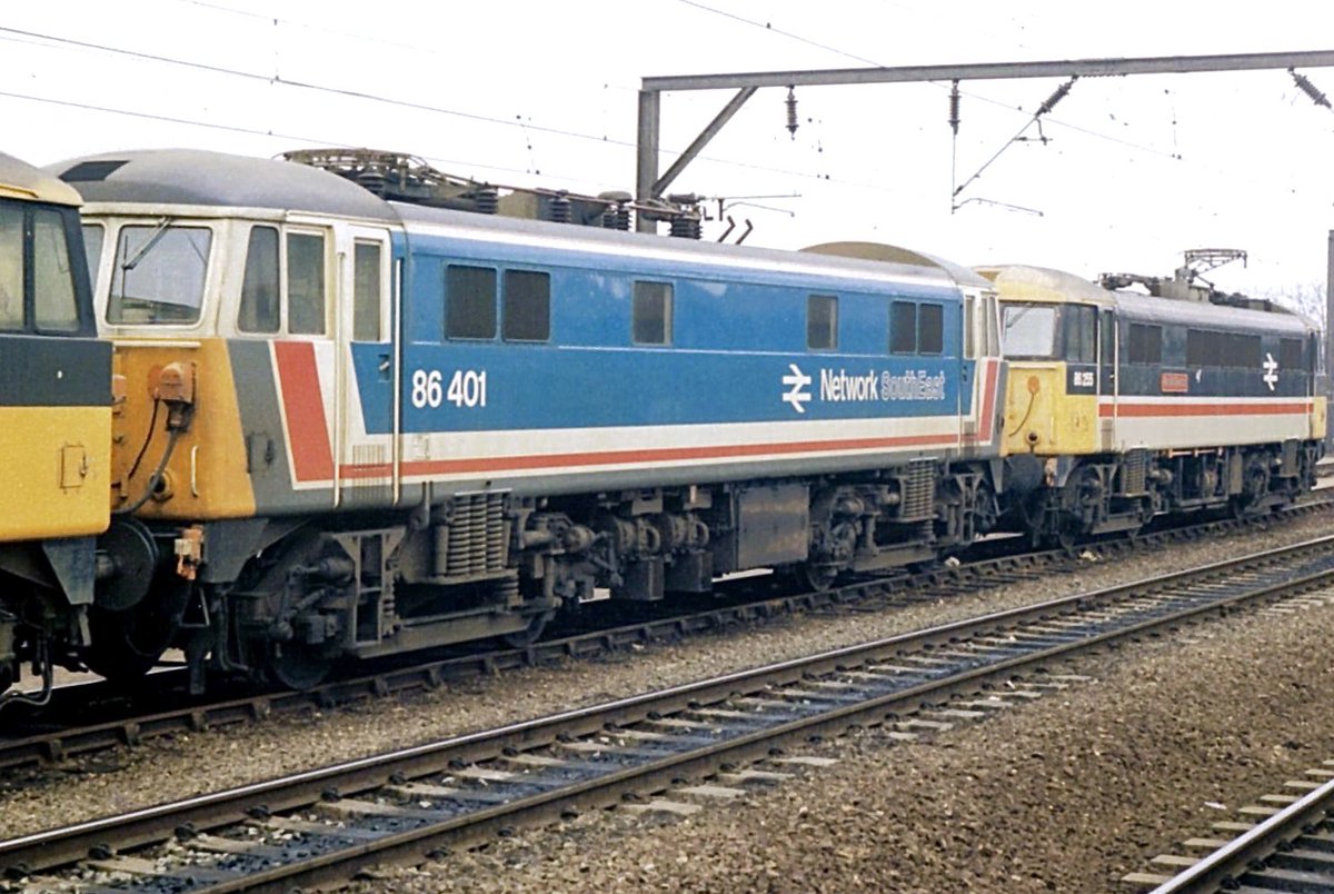 Blast from the Past! Remember the old days at Wolverhampton when locos were stabled prior to their return to London Euston? Here we see 86401 (now preserved) and 86255 ‘Penrith Beacon’ (scrapped 2002) awaiting their next turns of duty on this day, April 25, 1987. 📷 Steve Nikols.