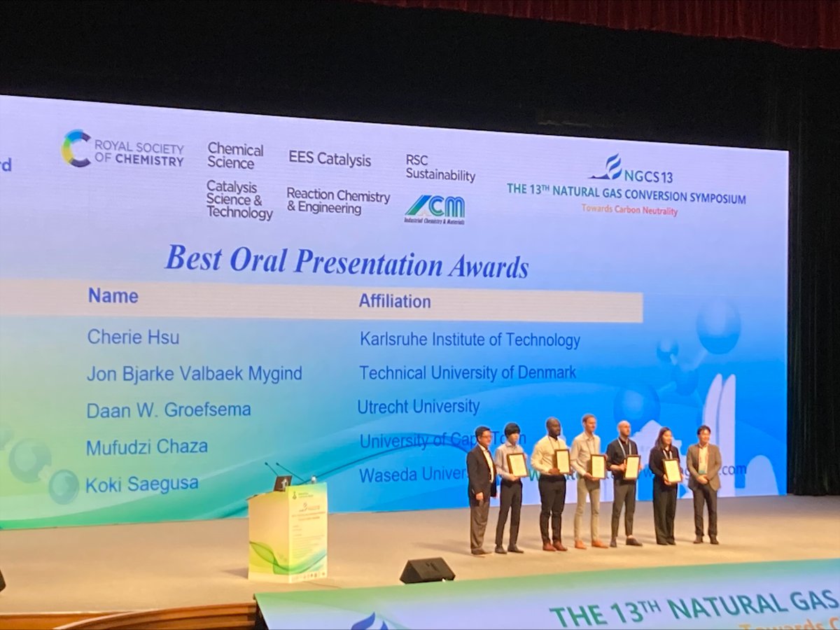 Daan Groefsema (@UniUtrecht) received a Best Oral Presentation Award at the 13th Natural Gas Conversion Symposium in Xiamen, China! Congratulations Daan!