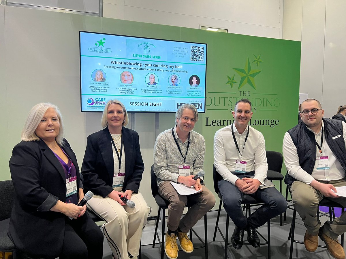 Session Two of Day Two of Care Show London - complete. Thank you to everyone who came along and special thanks to Rob from @skillsforcare, James from @RWKGoodman and Ed from our headline partners @howdenlocaluk #careshow #careshowlondon #whistleblowing #thelearninglounge
