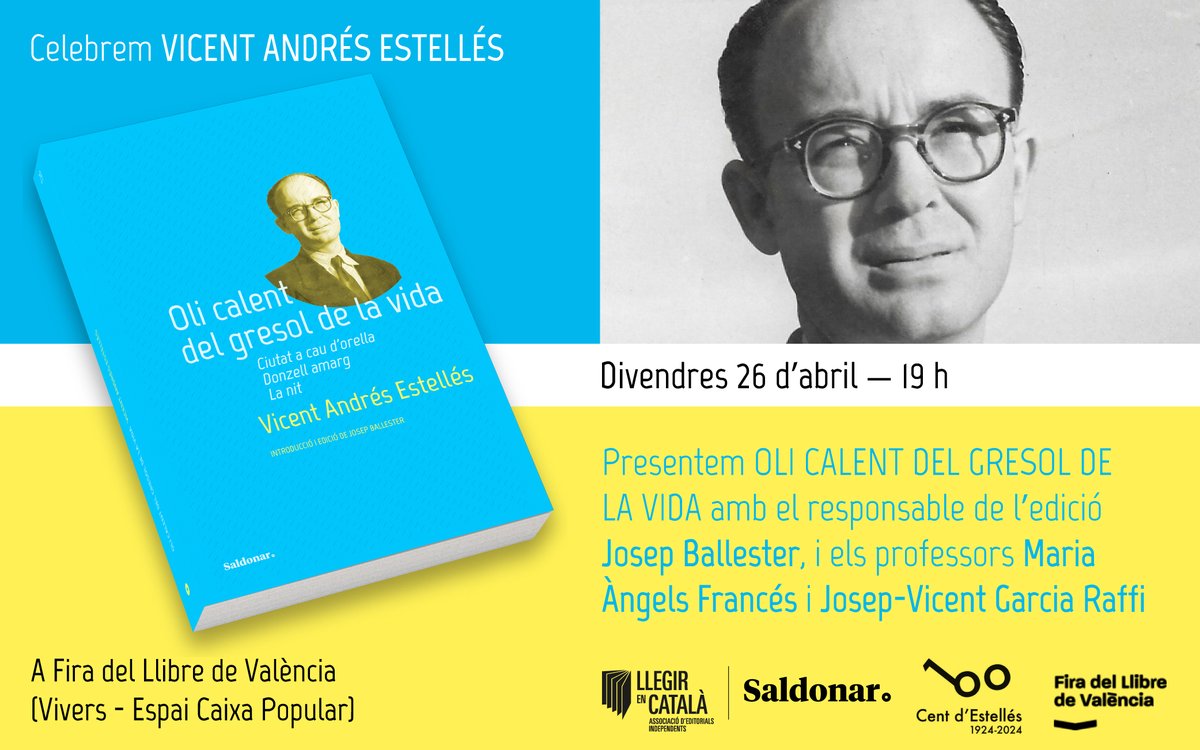 📘 Avui comença a Vivers @firallibrevlc i demà divendres mateix ja presentem OLI CALENT DEL GRESOL DE LA VIDA a l'Espai Caixa Popular amb @josepballesterr Maria Àngels Francés i Josep-Vicent Garcia Raffi Trobareu el llibre a la caseta 103 de @SembraLlibres