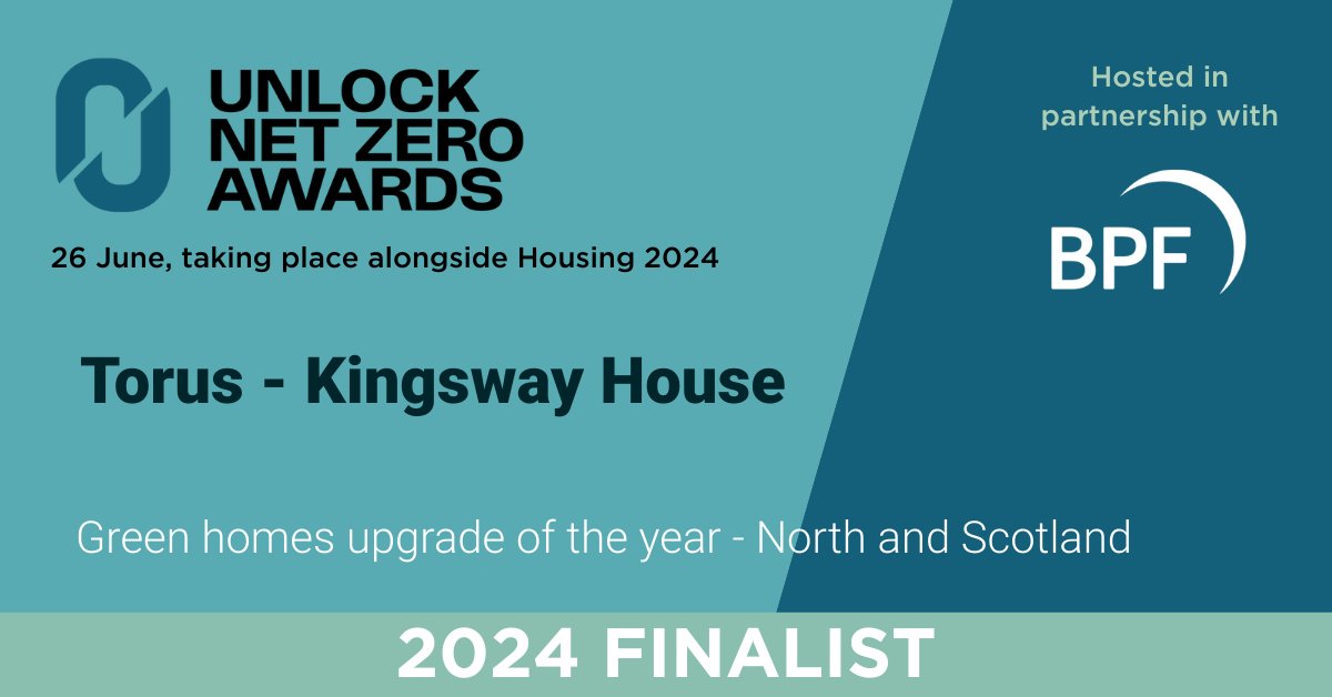 💚💚<a href="/WeAreTorus/">Torus</a> are delighted that our Kingsway House #retrofit is a finalist for the first #UnlockNetZeroAwards in the Green homes upgrade of the year (North/Scotland) category💚💚

👉torus.co.uk/KingswayReopens

#Housing24 #NetZero #Warrington #Northwest #UKHousing