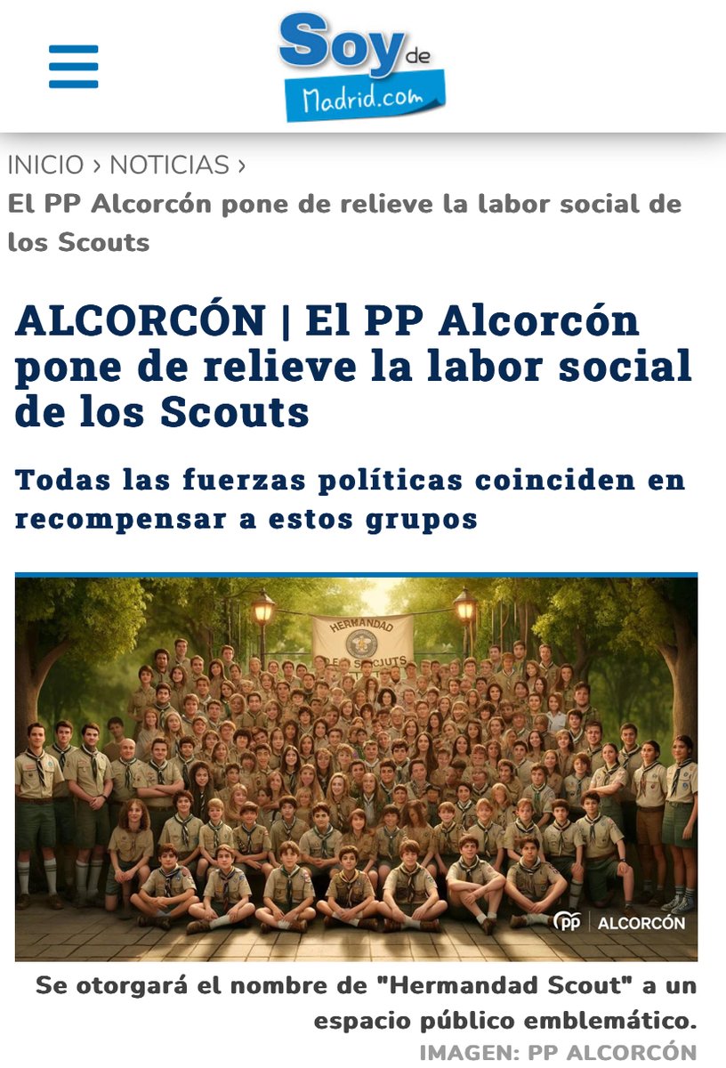 💙 El PP Alcorcón 🟥🟩 pone de relieve la labor social de los Scouts ⛺️ 'Es un honor reconocer la trayectoria y el compromiso social de los grupos Scouts que han sido parte integral de nuestra ciudad durante décadas'. ⬇️ Lee la noticia de @SoydemadridC soydemadrid.com/noticia-alcorc…