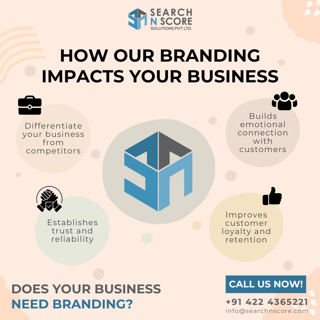 'Your brand is more than just a logo—it's your business's essence and promise to customers. 🚀 At #Searchnscore, we know the impact of #branding. Let's unleash your brand's potential together! 💼 For details, call: +91 422 4365221
#BrandIdentity #MarketingAgency #ITSolutions