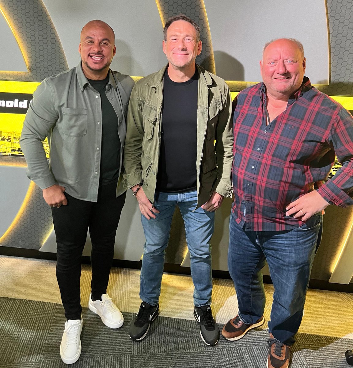 What a front three this could be! ⚽️ great to talk football and my new book with Gabby and @alanbrazil. Time for the debrief 🍻