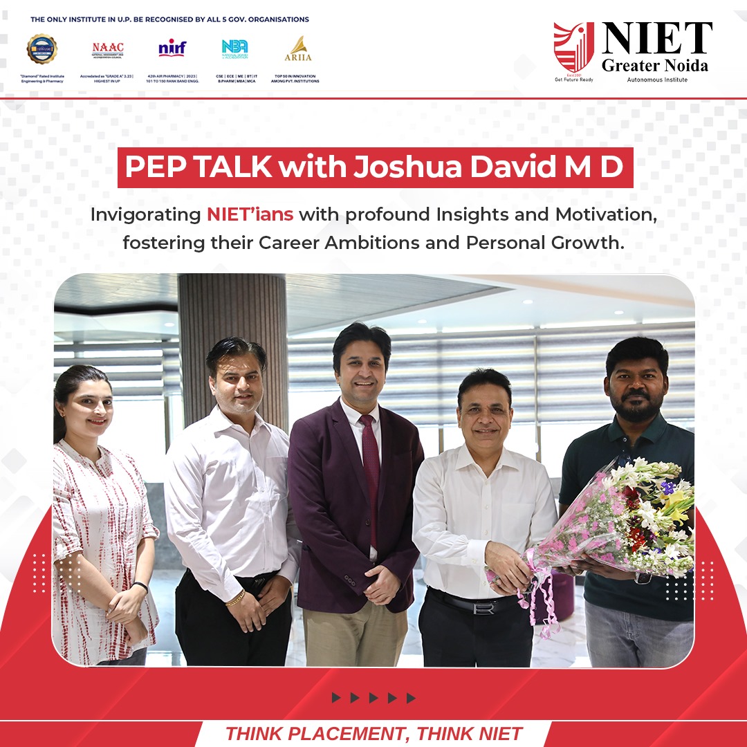 niet_grnoida's tweet image. NIET Ecell hosted a captivating PEP TALK with Joshua David M D, Career Evangelist &amp;amp; Motivational Speaker. Invigorating NIETians with profound insights and motivation, fostering their career ambitions and personal growth.
#NIET #NIETgreaternoida #Ecell #PEPTALK #Motivation