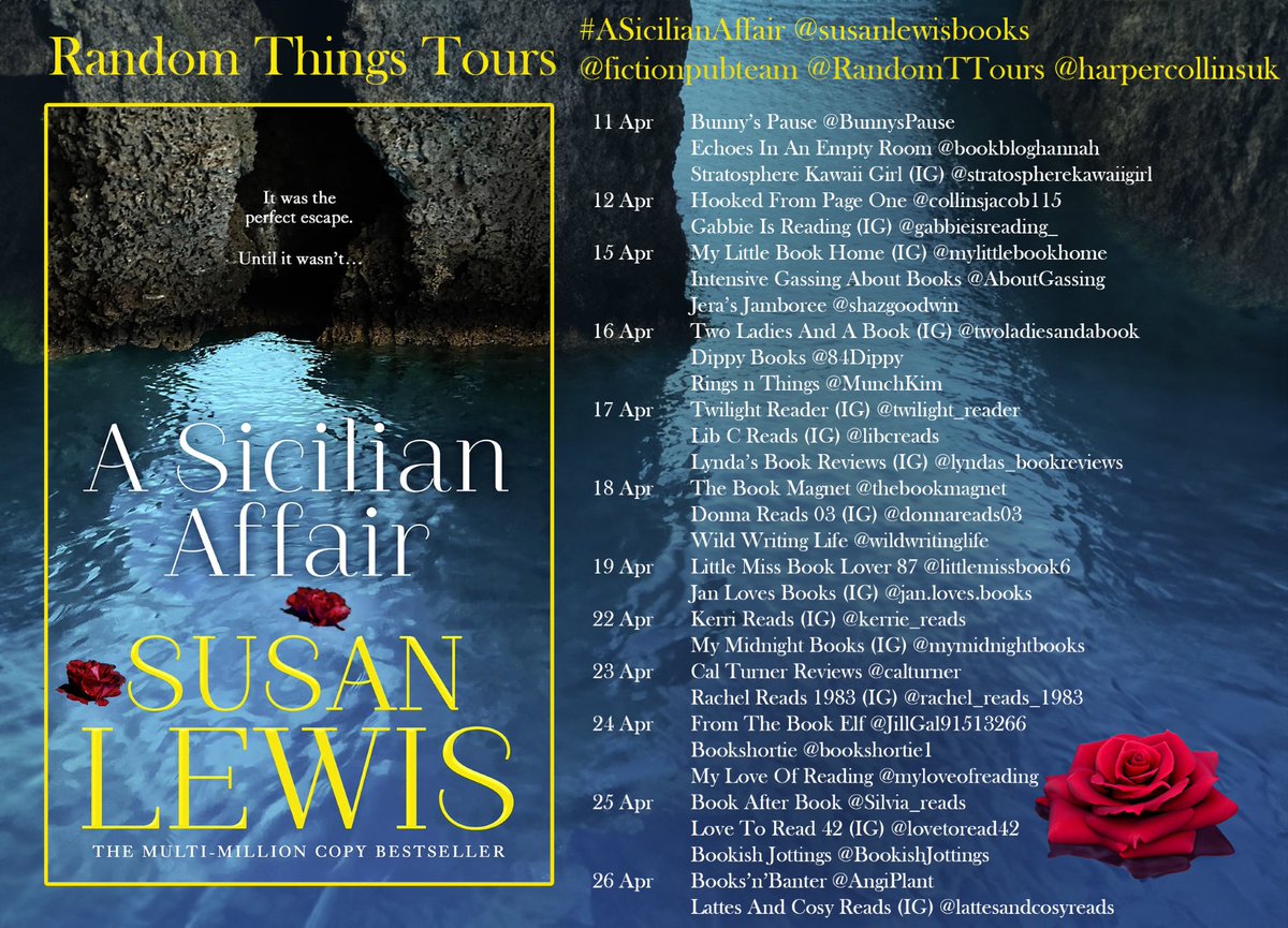 A Sicilian Affair by Susan Lewis is a beautiful and delicate novel about second chances, which I wholeheartedly recommend.

More here: bookafterbook.blogspot.com/2024/04/blog-t… 

#blogtour #ASicilianAffair @susanlewisbooks @fictionpubteam @RandomTTours @HarperCollinsUK