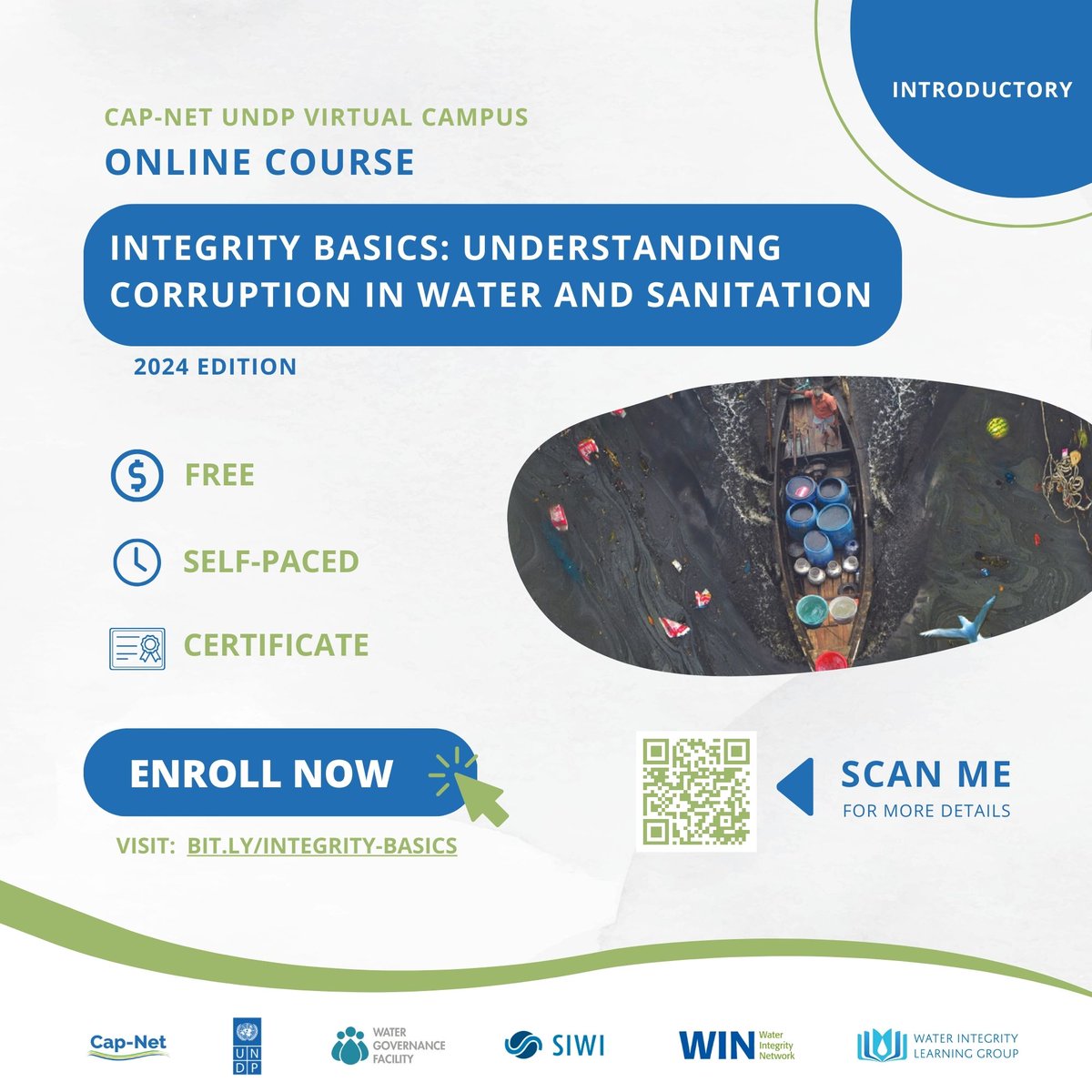 NEW COURSE📚 Understand the principles of water #integrity through this online course. 📖 bit.ly/3HmyOqr As a #water professional, gain insight into the impacts of #corruption and poor integrity in the water and sanitation sector. In partnership with @capnet_undp.