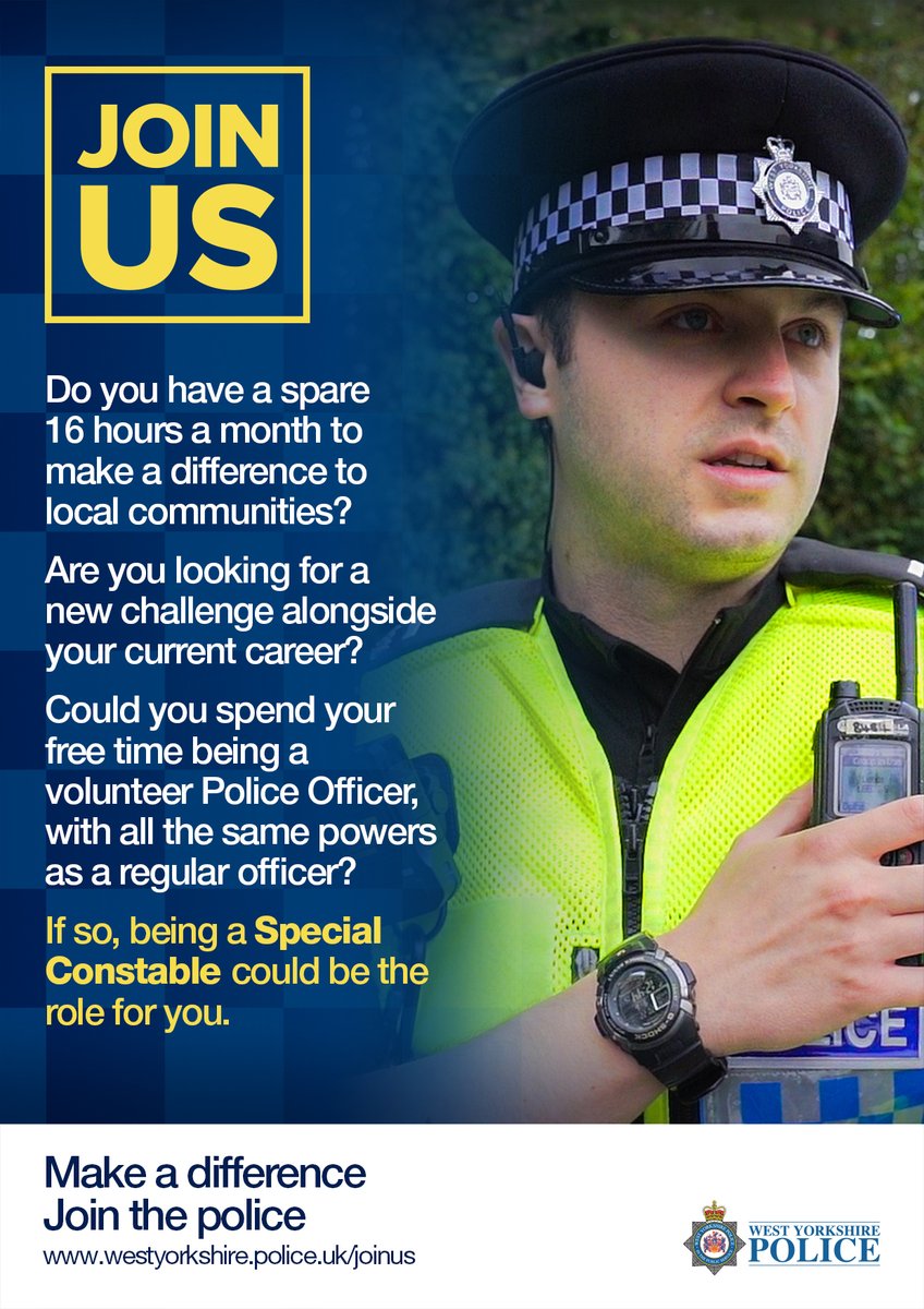 We're looking for enthusiastic people who want to make a real difference to the communities of West Yorkshire, to join our Special Constables. #BeSpecial westyorkshire.police.uk/bespecial