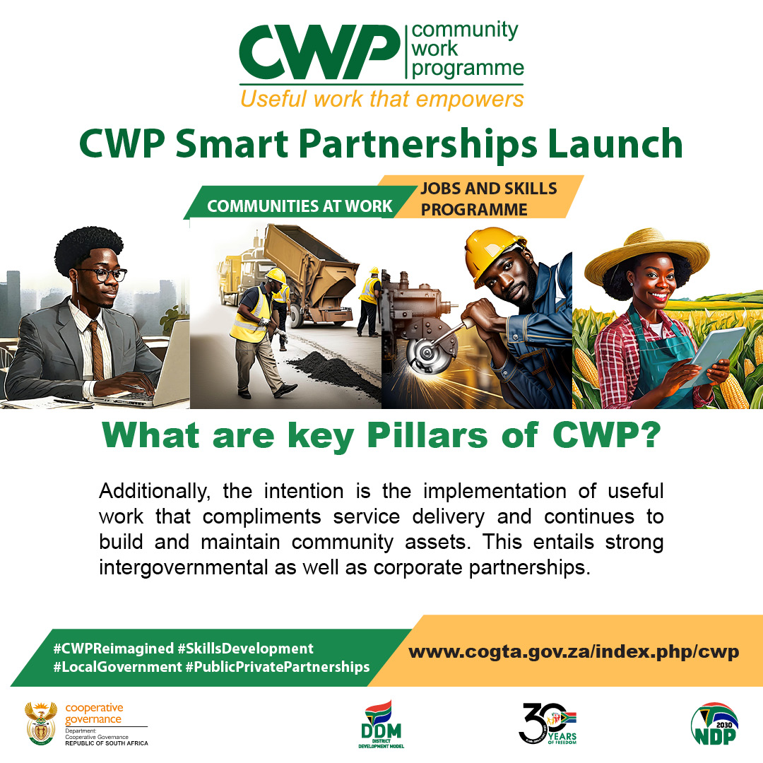 The Ministerial launch will introduce Smart Partners to the @GDCoGTA, district, and local municipalities, emphasising innovative solutions for skills training and enterprise development, alongside sustainable service delivery. #CWPReimagined #LocalGovernment #SkillsDevelopment