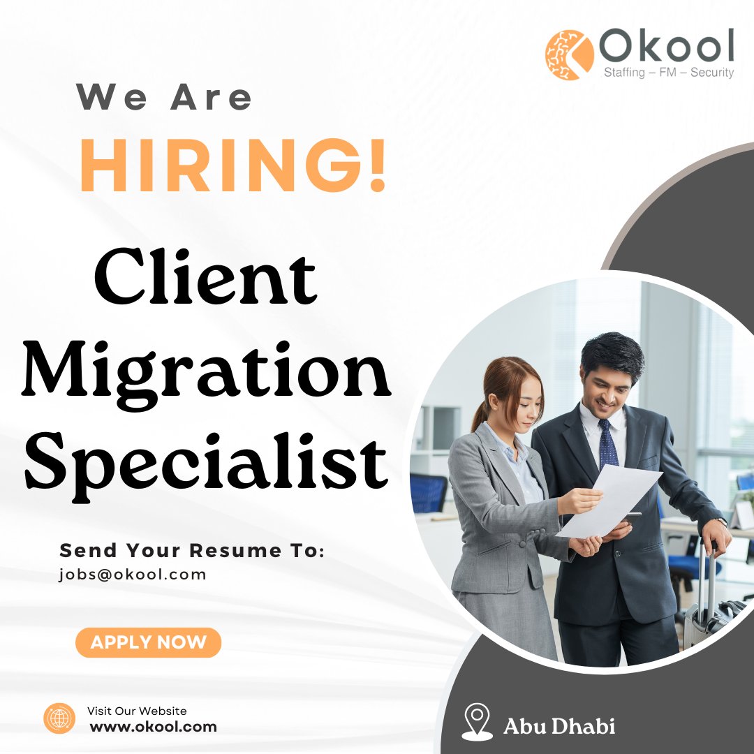 💡One of our leading clients is hiring for the position of #client #migration #specialist 📌

#business #lead #businessanalyst #technical #staffing #staffingsolutions #recruiting #recruitment  #manpower #abudhabi #abudhabijobs #jobalert #jobopenings #jobs #uae #okool