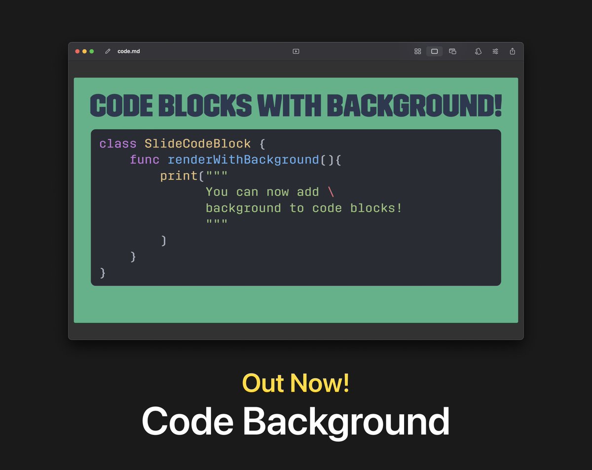 Deckset 2.0.29 for macOS and 1.0.4 for iOS is now out! These updates bring a couple of bug fixes and one long awaited feature - customisable code backgrounds! Let us know whether you like it!