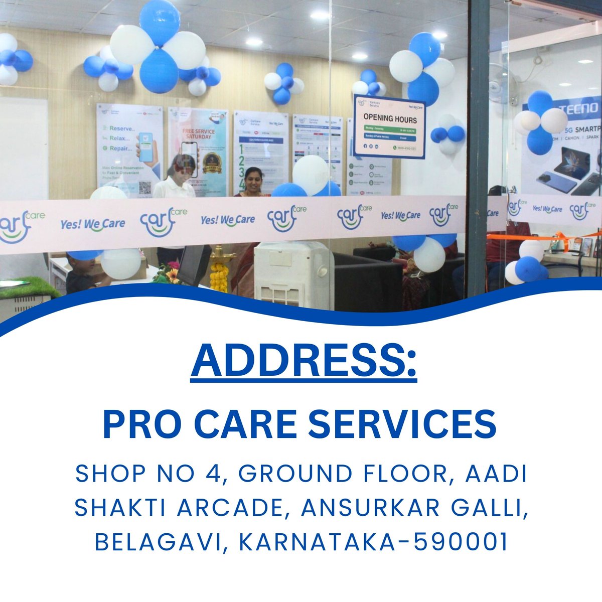 We're thrilled to announce the grand opening of the Tecno Authorized Service Centre, powered by Carlcare Service. Now, experience top-notch repairs and service for your Tecno devices in Belagavi, Karnataka.

#tecnoservicecentre #CarlcareService #YesWeCare #mobile #Karnataka