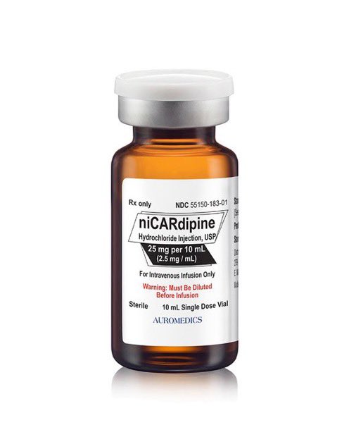 DrPharmDMDTh's tweet photo. What is the drug nicardipine used for? https://t.co/wZYBRu2j8k