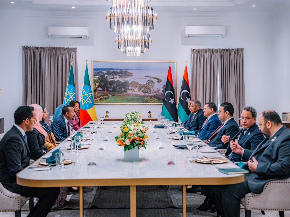 AbiyAhmedAli's tweet photo. I am pleased to welcome Prime Minister Abdul Hamid Al-Dabaiba of the State of Libya. During our meeting, we engaged in discussions regarding regional peace and stability, economic cooperation, workforce exchange, and other areas of mutual interest. https://t.co/BHuCC6FkC2
