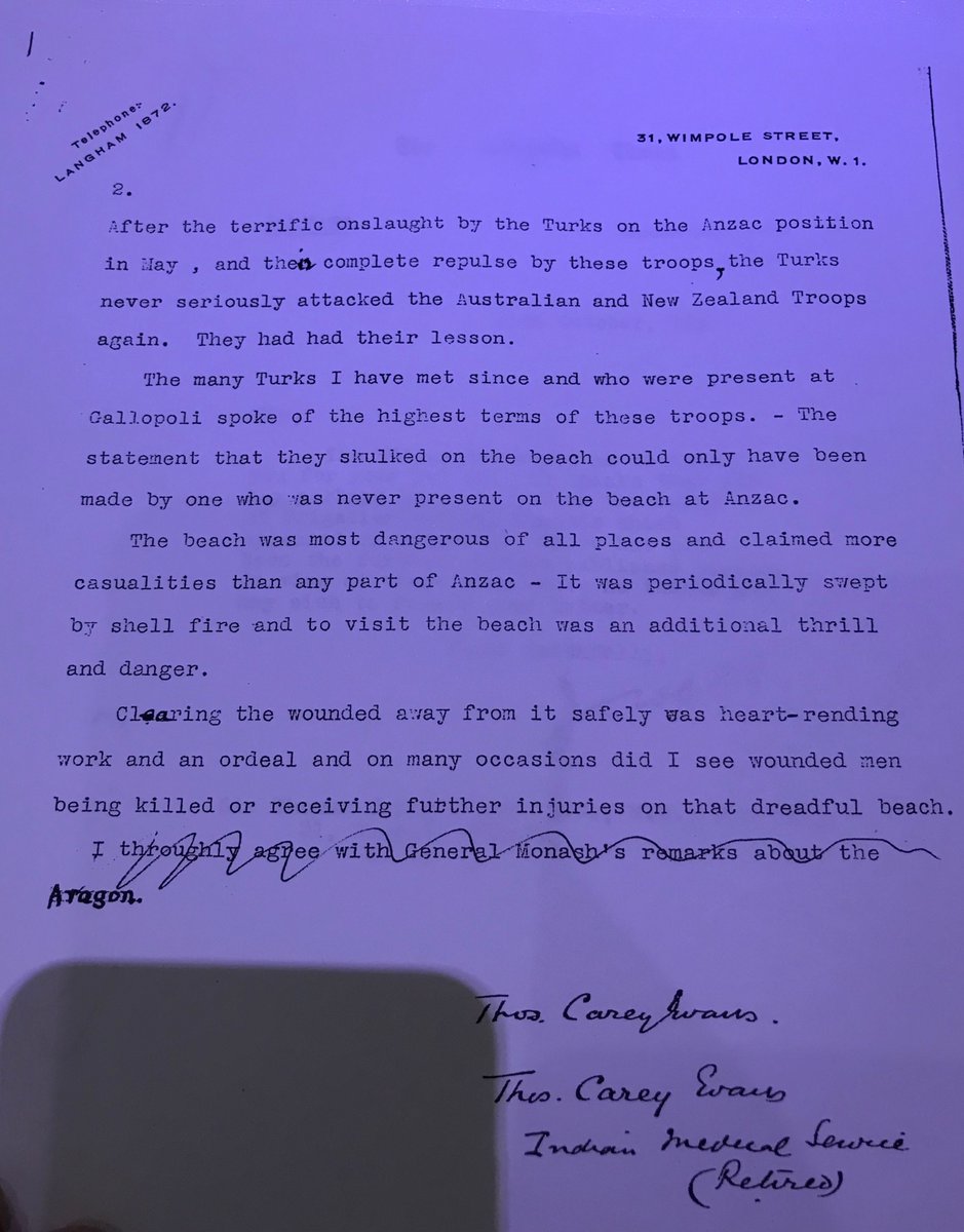 My great grandpa was at Anzac Cove in Gallipoli today in 1915 and was later so enraged by criticism of the Anzac troops that he wrote this letter to @thetimes