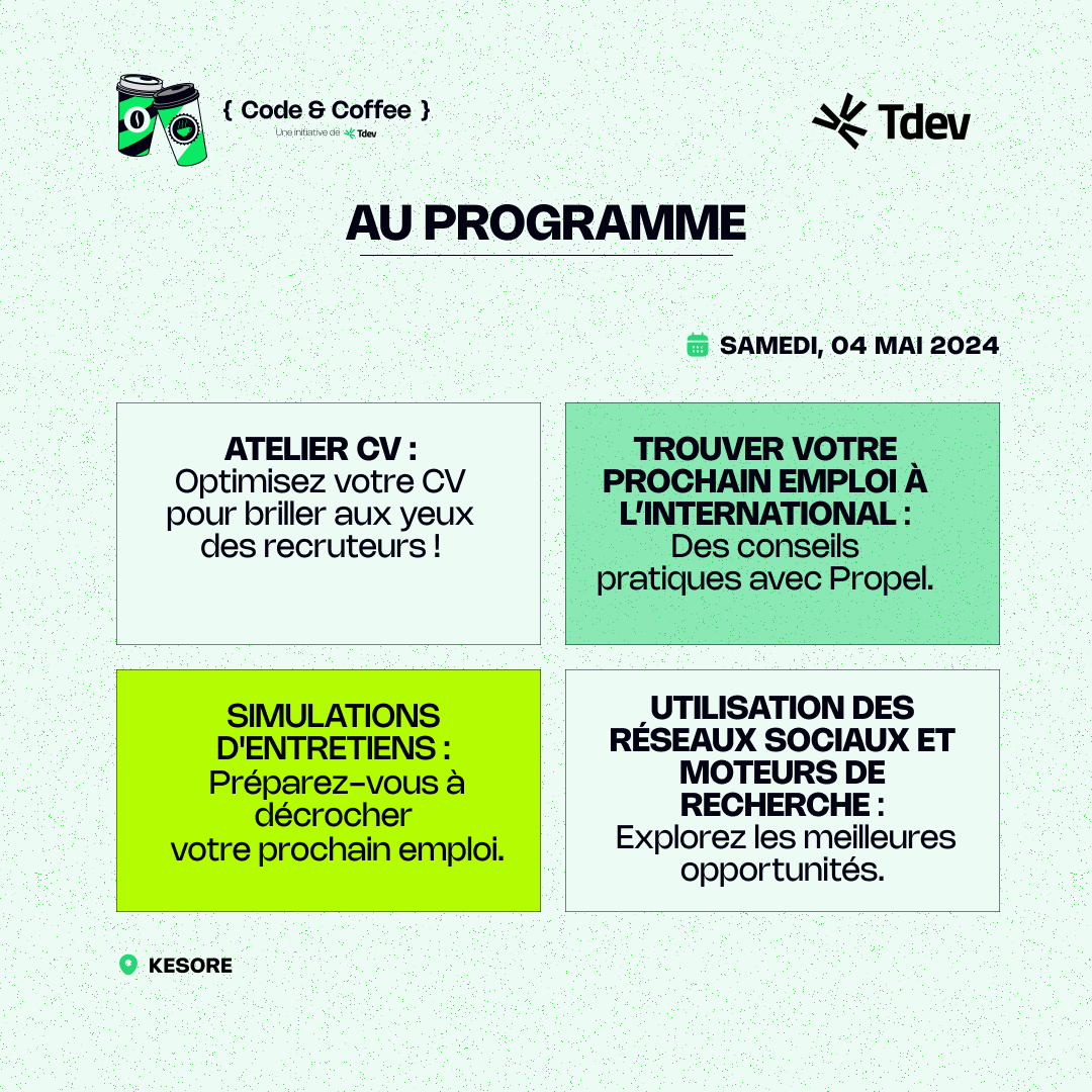 tdevorg's tweet photo. Rejoignez-nous pour une journée immersive où vous pourrez collaborer, échanger et développer votre réseau professionnel !
📝 Inscrivez-vous dès maintenant : https://t.co/9bxwDk8xrq
📅 Samedi 4 Mai 2024
⏳ De 9H à 17H
#Tdev #TgTech #Tech #TDEVCC #propel #WithPropel
#3/3 https://t.co/u2QGarZzeR