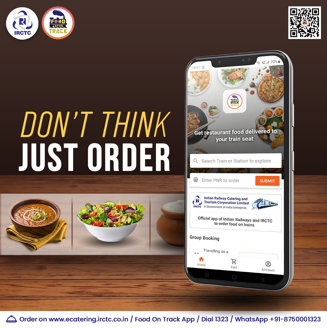 Feeling hungry while travelling? Order the yummiest meals from IRCTC eCatering on the way. 🌐Click on ecatering.irctc.co.in 👉Install #FoodOnTrack app 📞1323/WhatsApp +91-8750001323 #trainfood #foodintrain #orderandrelax #orderfoodonline #foodlovers #foodie #fooddelivery