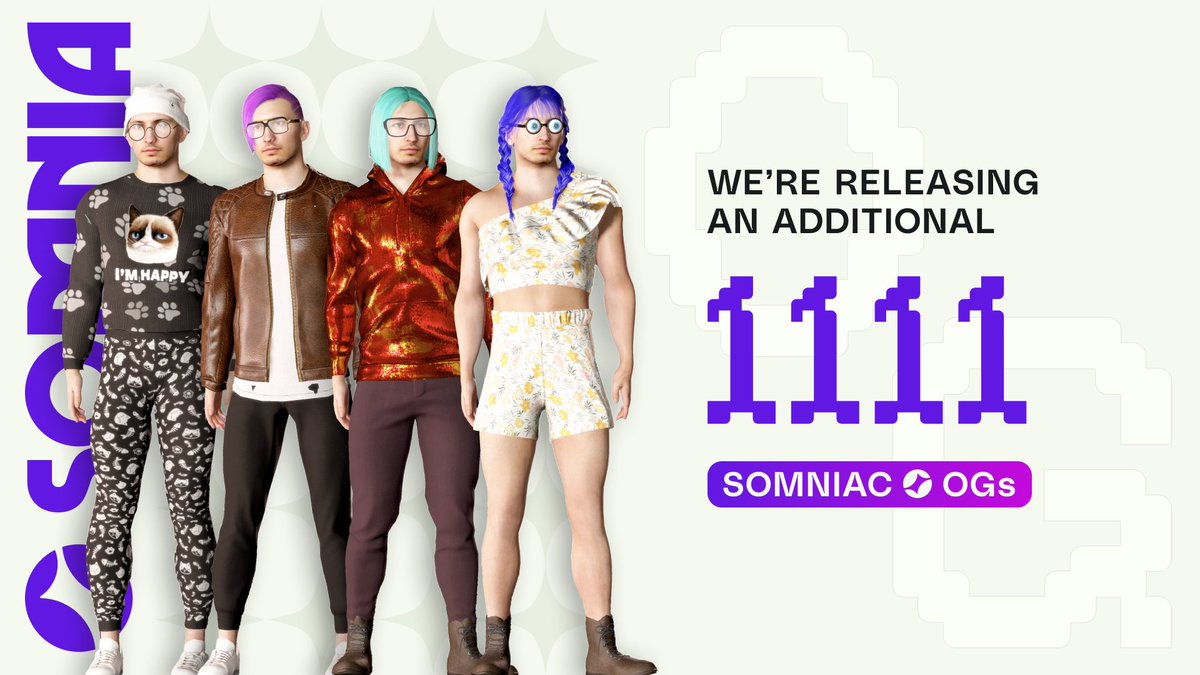 #Somniac’s, we heard you! We're excited to announce that we're releasing another 1,111 OG Somniac roles 🙌 😎 Here are all the details on how you can secure one 👉 somnia.network/1111-new-og-so…