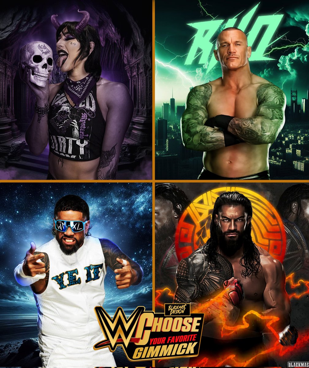 Time to play a game 😊 Choose your favorite gimmick #RheaRipley #randyorton #JeyUso #RomanReigns #WWE #WWERaw #SmackDown