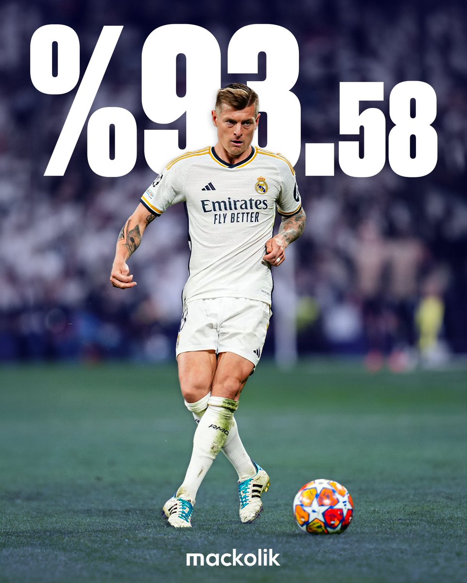 Toni Kroos'un Real Madrid formasıyla 10 sezondaki isabetli pas oranı: %93.58 🤩

📰 @OptaCan