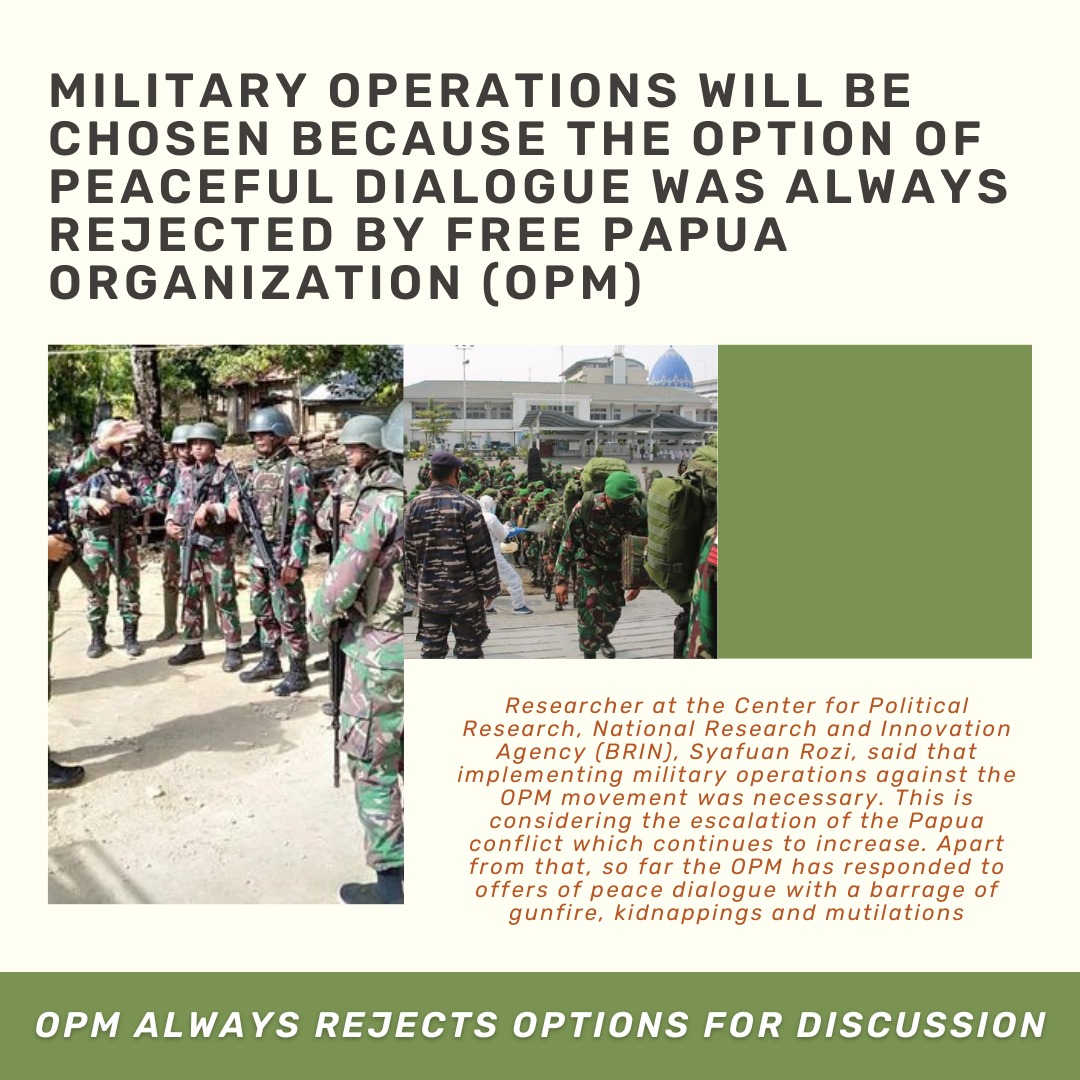 Military Operations Will Be A Conflict Resolution Option If OPM Continues To Commit Criminal Acts

#militaryoperations #notolerance #Humanity #SavePapua #Sep4ratist #turnbackcrime