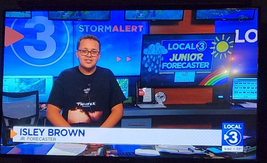 Isley Brown from ACMS was today's Jr. Forecaster for WRCB TV 3.