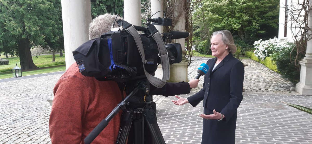 William Gallagher, Prof of Cancer Biology @ucddublin & @AlCRIproject Co Lead, and CMO & Executive Vice President @ASCO Dr Julie Gralow speaking to Ireland's national broadcaster @rte at the #EuroAmericanCancerForum2024 in Farmleigh House. #CancerHasNoBorders #StrongerTogether