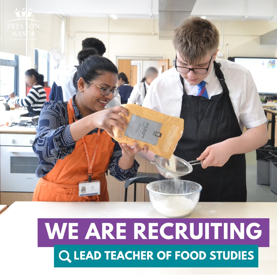 WE ARE RECRUITING! We're looking for a Lead Teacher of Food Studies to join our amazing team! Closing date: Tuesday 7 May. For more details about the role & how to apply, please visit our website: preston-manor.com/vacancies
#foodstudies #teacher #vacancy #Jobs #brent #wembleypark