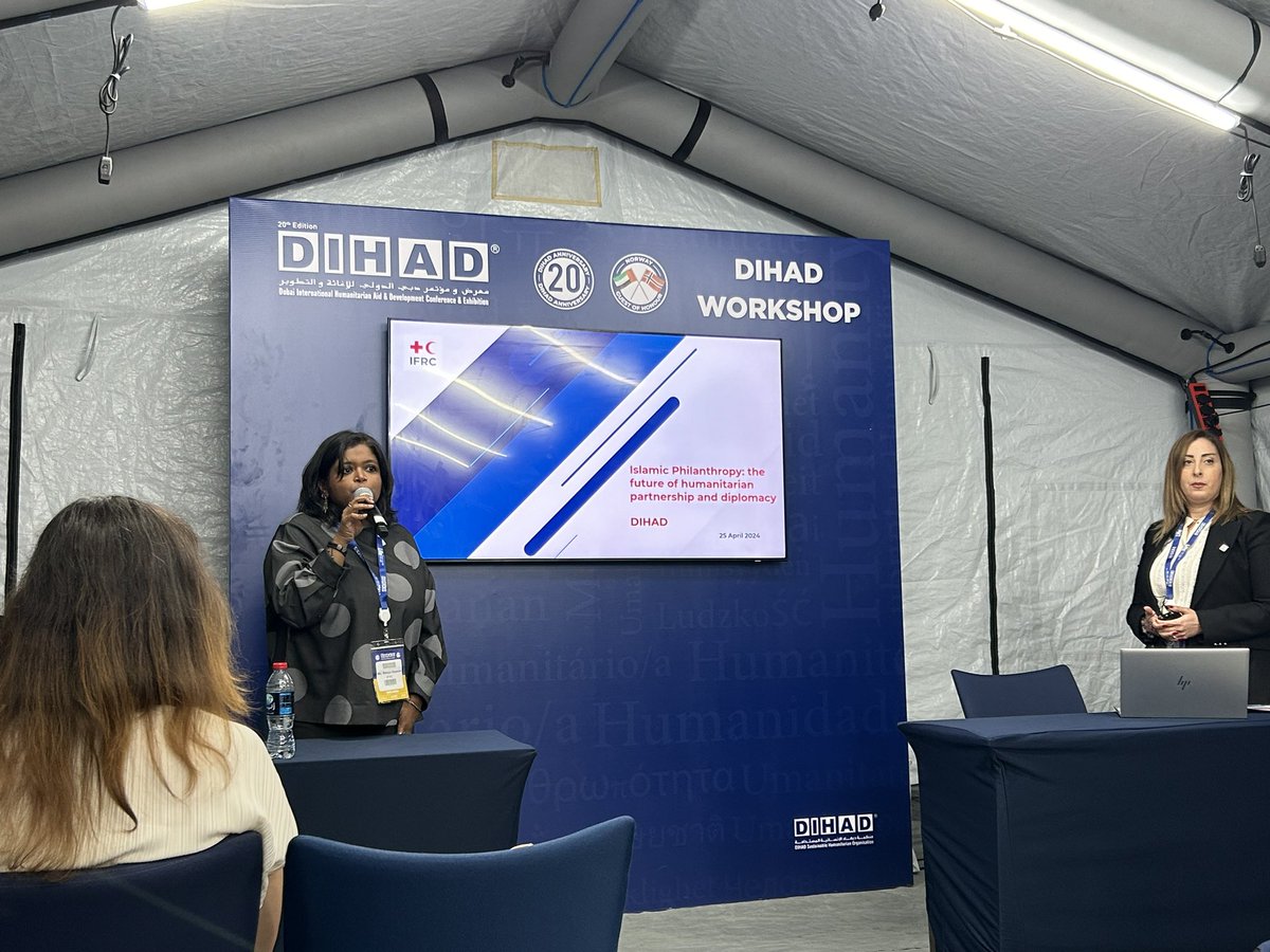 At #DIHAD workshop tent… happening now, the workshop of @ifrc on Islamic Philanthropy at the Workshop. The future of humanitarian partnership and diplomacy. @Yara_yassine @r_gopalan @IFRC_MENA