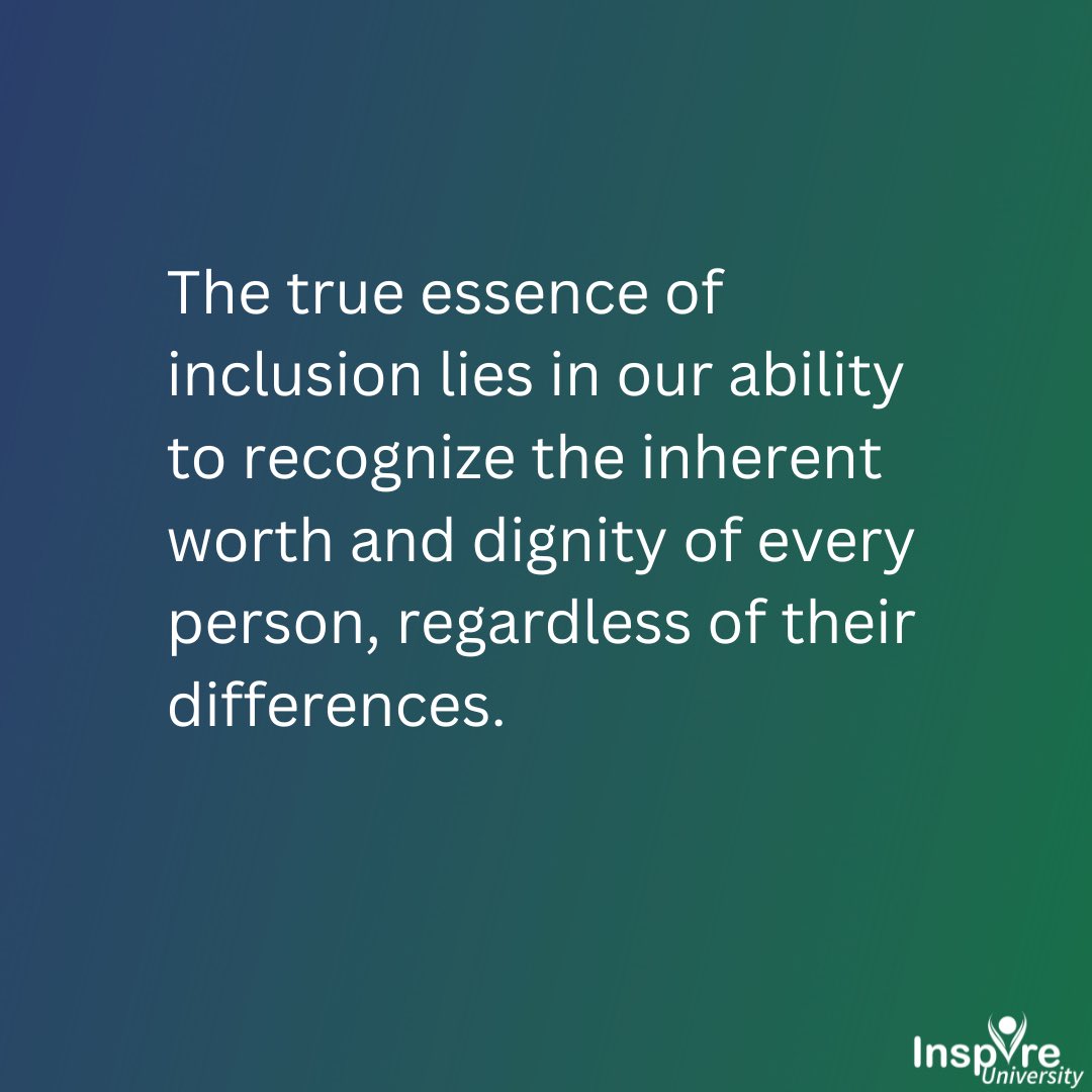 The true essence of inclusion lies in our ability to recognize the inherent worth and dignity of every person, regardless of their differences. #InspireU #DisabilityInclusion #DisabilityAction #InspirationalSpeaker #MotivationalSpeaker