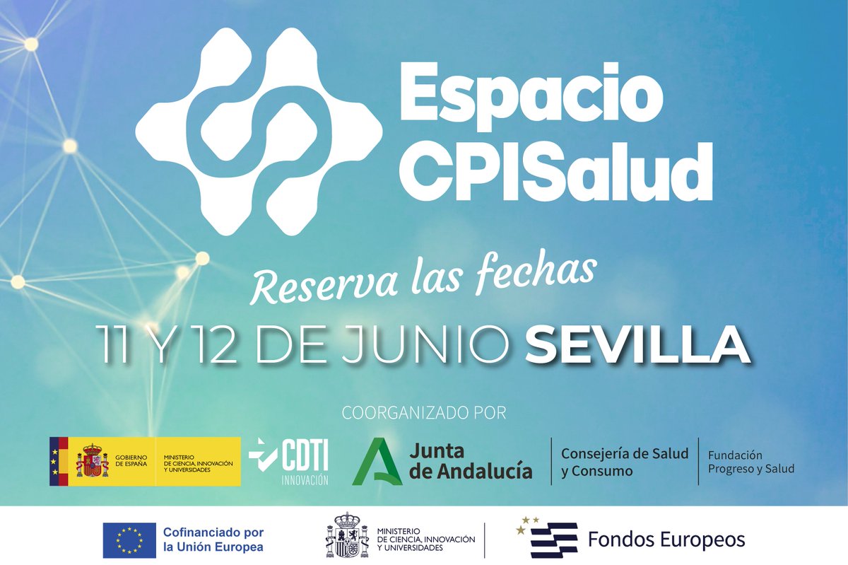 📢#CompraPublica ✅Abierta inscripción #EspacioCPISalud ➡️Sevilla, 11-12 junio Impulsando #innovación en #salud mediante #CPISalud #CPIM ℹ️acortar.link/91dcmy ✍️acortar.link/iDiyV9 @CienciaGob @CDTI_innovacion @FProgresoysalud