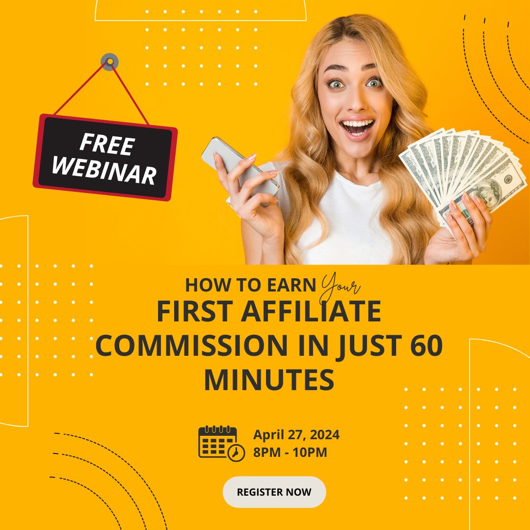 Learn how to Earn your first Affiliate Commission in just 60 minutes!

Click the Link in my BIO to Join my FREE MASTERCLASS WEBINAR NOW👇🏻

#freewebinar #affiliatemarketing #affiliatemarketer #affiliate #Entrepreneurship #entrepreneurs