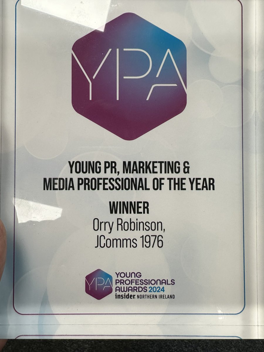 Couldn’t be prouder of our @OrryRobb who won the inaugural Insider award for Young PR Marketing and Media Professional of the Year last night.