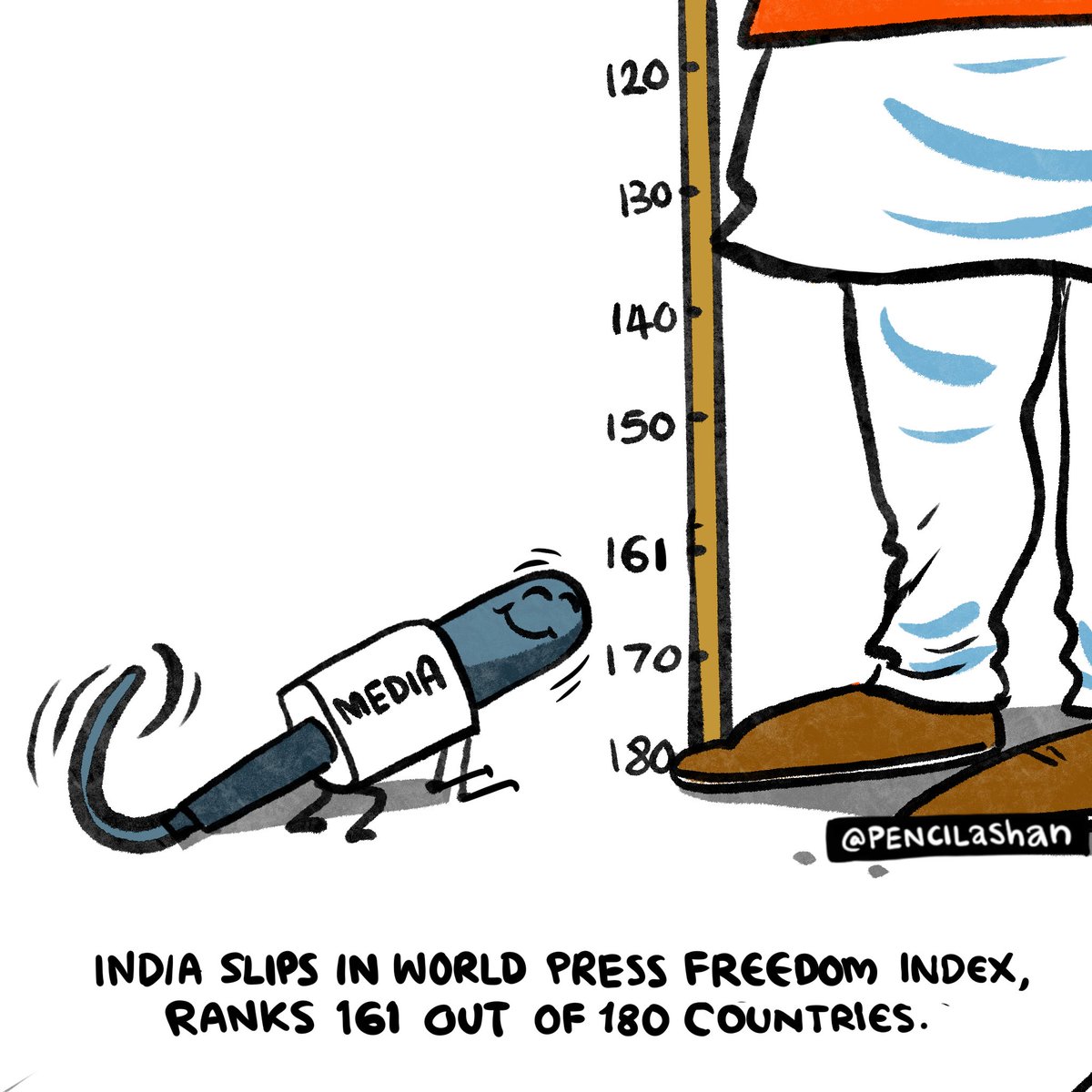 India’s press freedom ranking falls to 161 out of 180 countries. 😏😏 #saveindia #lastchancetosaveindia #votewisely #pressfreedomranking #indianmedias #indiannewsmedia #indiannews #indiannewschannels #india #indians #modi