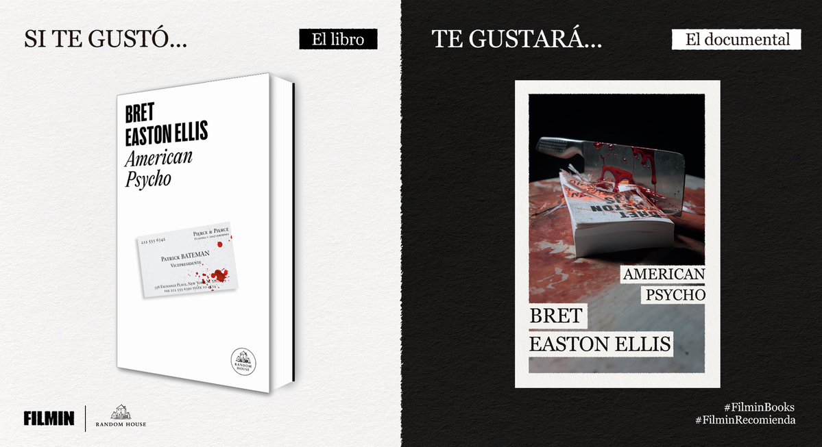 Filmin's tweet photo. Resulta que en #FilminBooks tenemos el match perfecto para los fans de Bret Easton Ellis 📚

“American Psycho”, el libro que le catapultó a la fama (editado por @randomhouse_es) y, “American Psycho: Bret Easton Ellis”, el documental que explora el fenómeno. https://t.co/nAEwxTKr1f