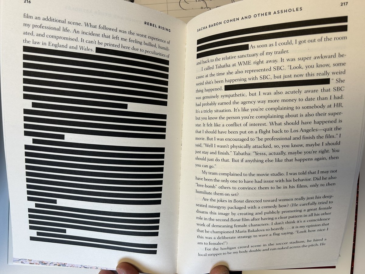 And here are those redacted allegations from Rebel Wilson's memoir. They feature in a chapter poetically entitled 'Sacha Baron Cohen And Other Assholes'