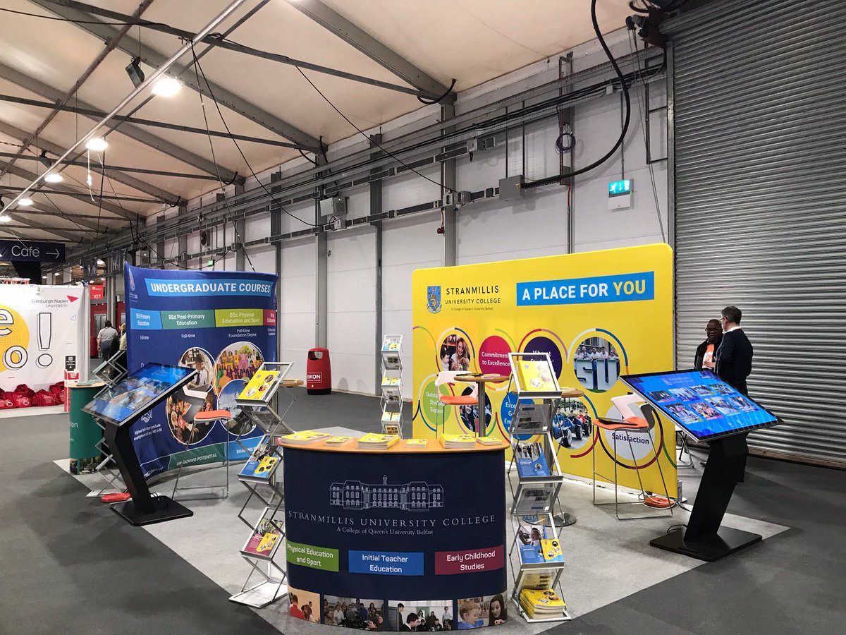 We're all set up and ready to roll at Day 1 of the #UCASDiscovery event at @EikonExhibition today. Come and say hello to our team and find out why Stran is the place for you!