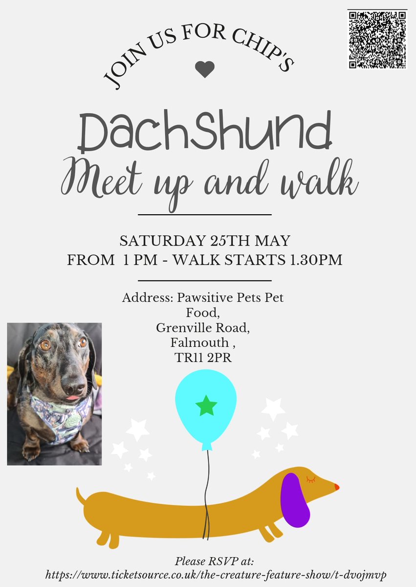 This time next month you can join @chaosradiouk's Creature Feature Show for a Dachshund meet-up and walk! 🐾 25 May / from 1pm Pawsitive Pets, Falmouth You can register for a guaranteed goody-bag for your furry friend here... ticketsource.co.uk/the-creature-f… @creaturefeat #KeepItCHAOS