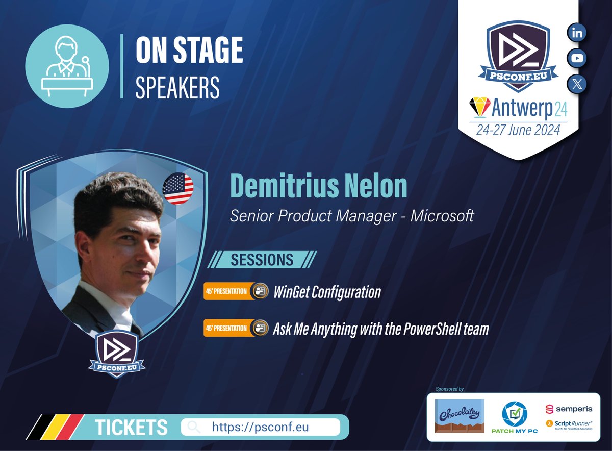 ▶️ WinGet Configuration ◀️

@DenelonMs will be speaking during the #PowerShell Conference Europe 2024 

 📍 #Antwerp
📅 24-27 June 2024
🎟️🔗 psconf.eu
#PSConfEU