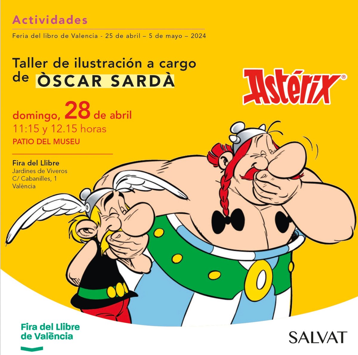 ¿Quieres aprender a dibujar a Astérix y Obélix? Este domingo vas a tener la oportunidad de hacerlo en la @firallibrevlc. @artoscarsarda tiene programadas dos sesiones en el Patio del Museu.