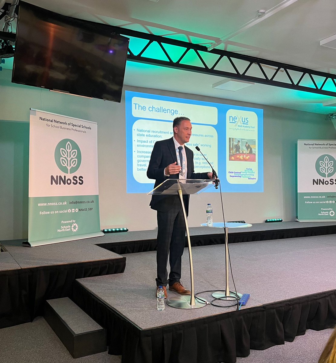 Now in the auditorium for session round one #NNoSSConference24. Warren Carratt, CEO of @NexusMat, is exploring flexible working within the special school system, providing real examples of how some schools have utilised this approach to enhance recruitment and retention. ✍️✍️✍️